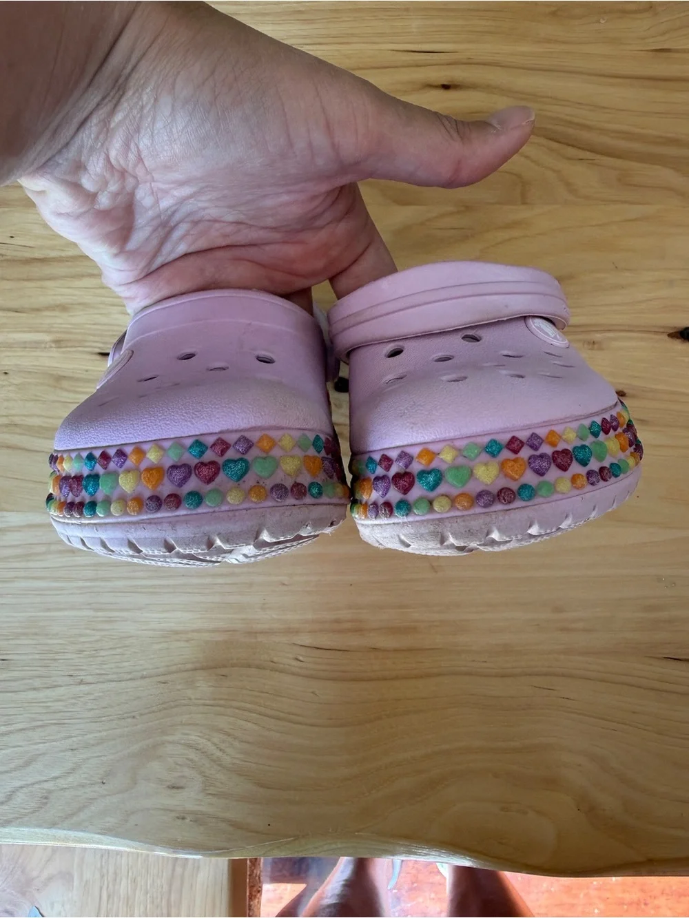 Toddler Girl Crocs with Rainbow Trim